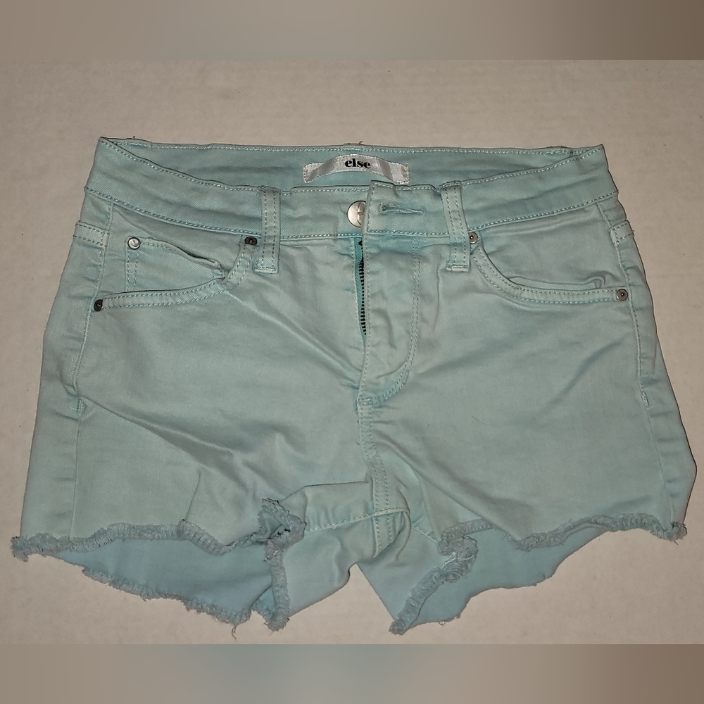 ELSE light blue Denim Jean shorts Cut Off 5 pocket w 24